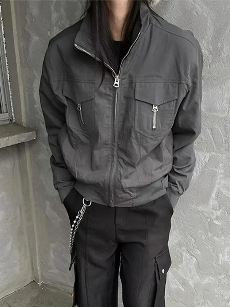 

American Subculture Harajuku Vintage Safari Coats Hooded Women Zipper Sweatshirts Casual Streetwear Grunge Jacket Y2k Stand Neck