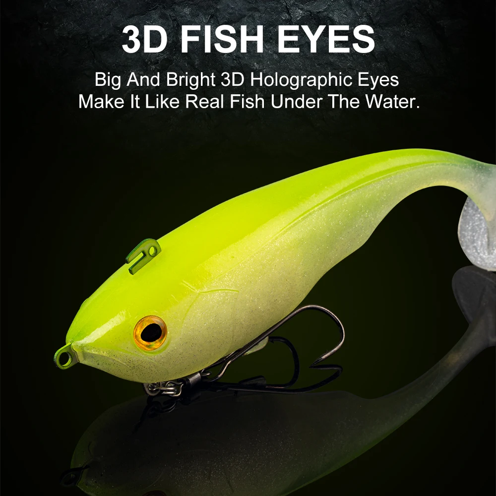 المملكة تسونامي الطعم الناعم 170 مللي متر 55 جرام غرق المواد البلاستيكية مع هوك مزدوج الاصطناعي T-الذيل لينة إغراء ل بايك باس سويمبيتس #3