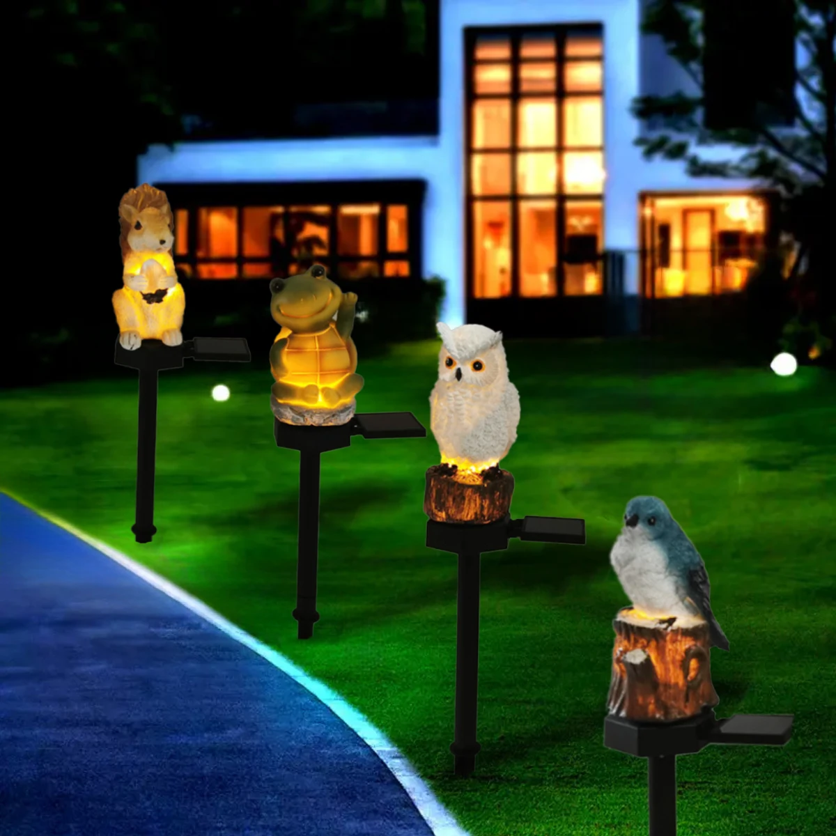 Solar Decorative Garden Light, Waterproof Cute Animal Outdoor Figurine Lights Ornament Statue Decor for Pathway, Patio, Lawn