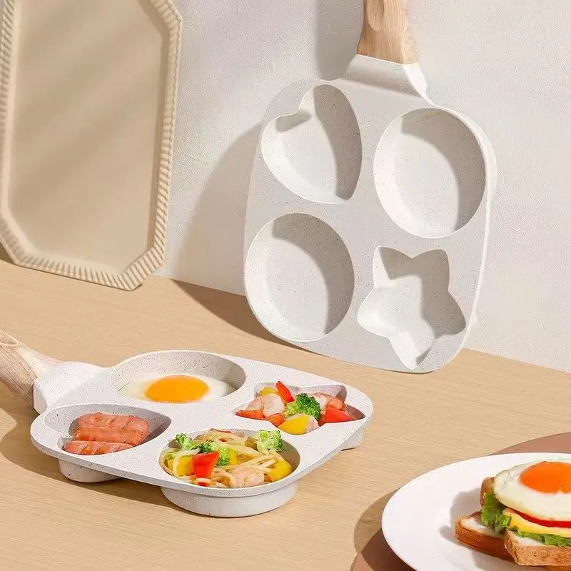 4-Hole Stone-Coated Breakfast Pan, Mini Steak Skillet, Egg Dumpling Pan, Non-Stick Small Frying Pan
