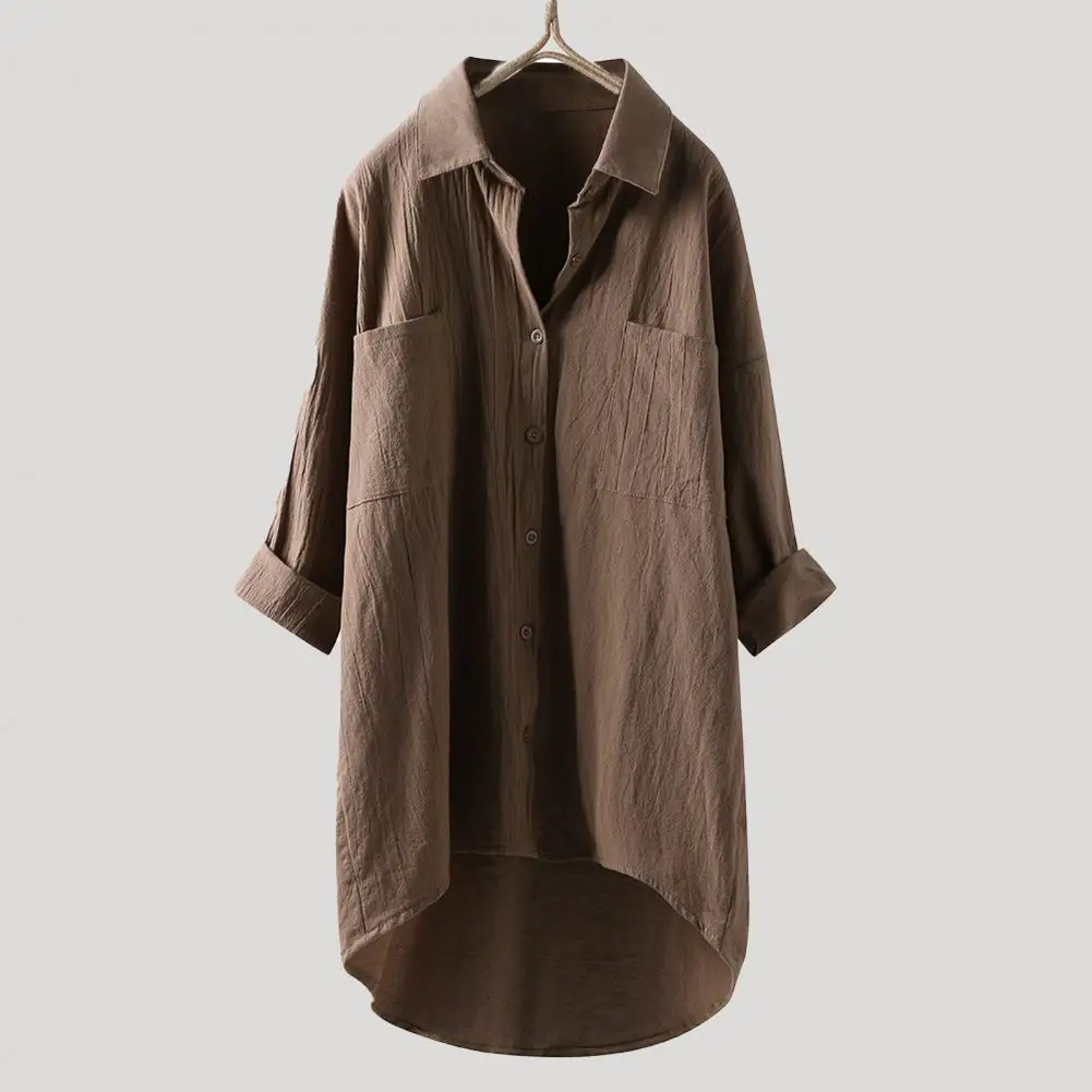 Revers Kraag Shirt Casual Stijl Dames Top Stijlvolle Lente Zomer Casual Shirt Collectie Revers Lange Mouw Effen Voor Een