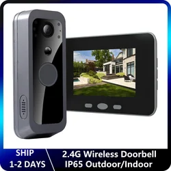 2.4G Wireless Audio Video Outdoor Waterproof Battery Powered Doorbell PIR Night Vision Camera with 4
