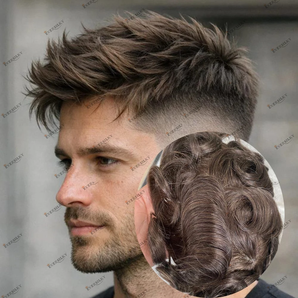 

Натуральный индийский парик Remy из человеческих волос, прочный, с инжекционной технологией, на полиуретановой основе 0,1 мм, для мужчин с облысением, коричневый, светлый, серый, с естественной линией роста волос, 4 размера # 6 # Парики