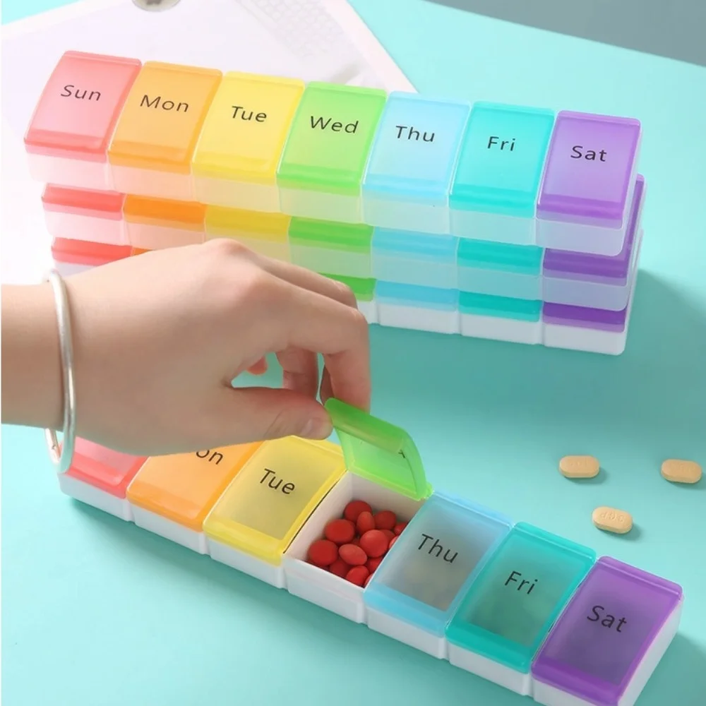 

New Portable Premuim Weekly 7 Day Large Capacity Pill Organizer Box Daily Case Storage for Vitamin Dispenser Medicine Fish Oils