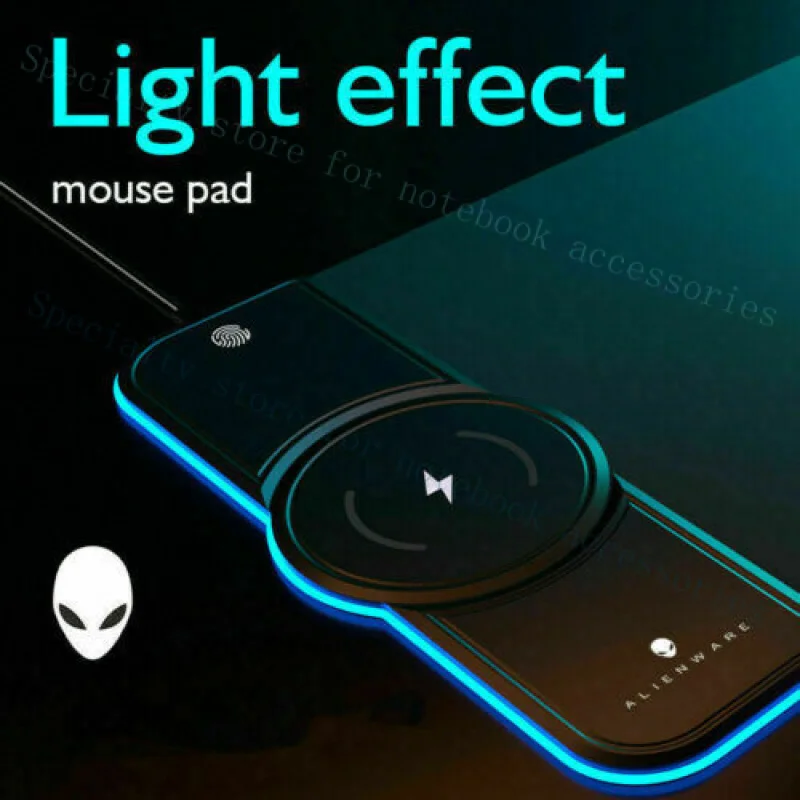 A+ Alienware 15W Qi Wireless Charging RGB Gaming Computer Keyboard Pad Mouse Mat