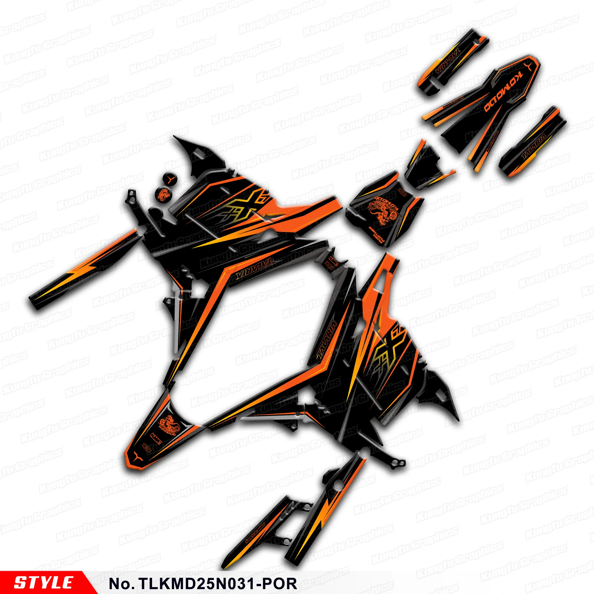 

JY RACING Motorcycle Graphics Adhesive Sticker for TALARIA KOMODO, Decoration, Style No.TLKMD25N031-POR