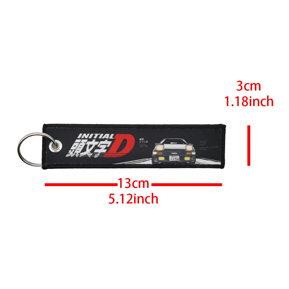 1PC New JDM Culture Tag Keychain Pendant Car Motorcycle Strip Embroidery Keyrings Key Chain Keyring Holder Auto Accessories