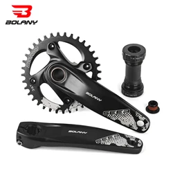 BOLANY Bicycle Crankset 34T 36T Integrated Aluminum Alloy 170mm Mountain Bike Cranks Compatible with 8-12S MTB Single Chainring