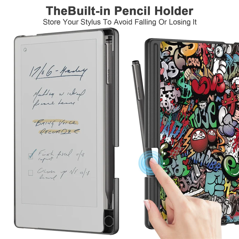 حافظة لهاتف ReMarkable Paper Pro Move مع حامل قلم غطاء مغناطيسي صلب من الجلد لهاتف ReMarkable Paper Pro Move 7.3 بوصة 2025