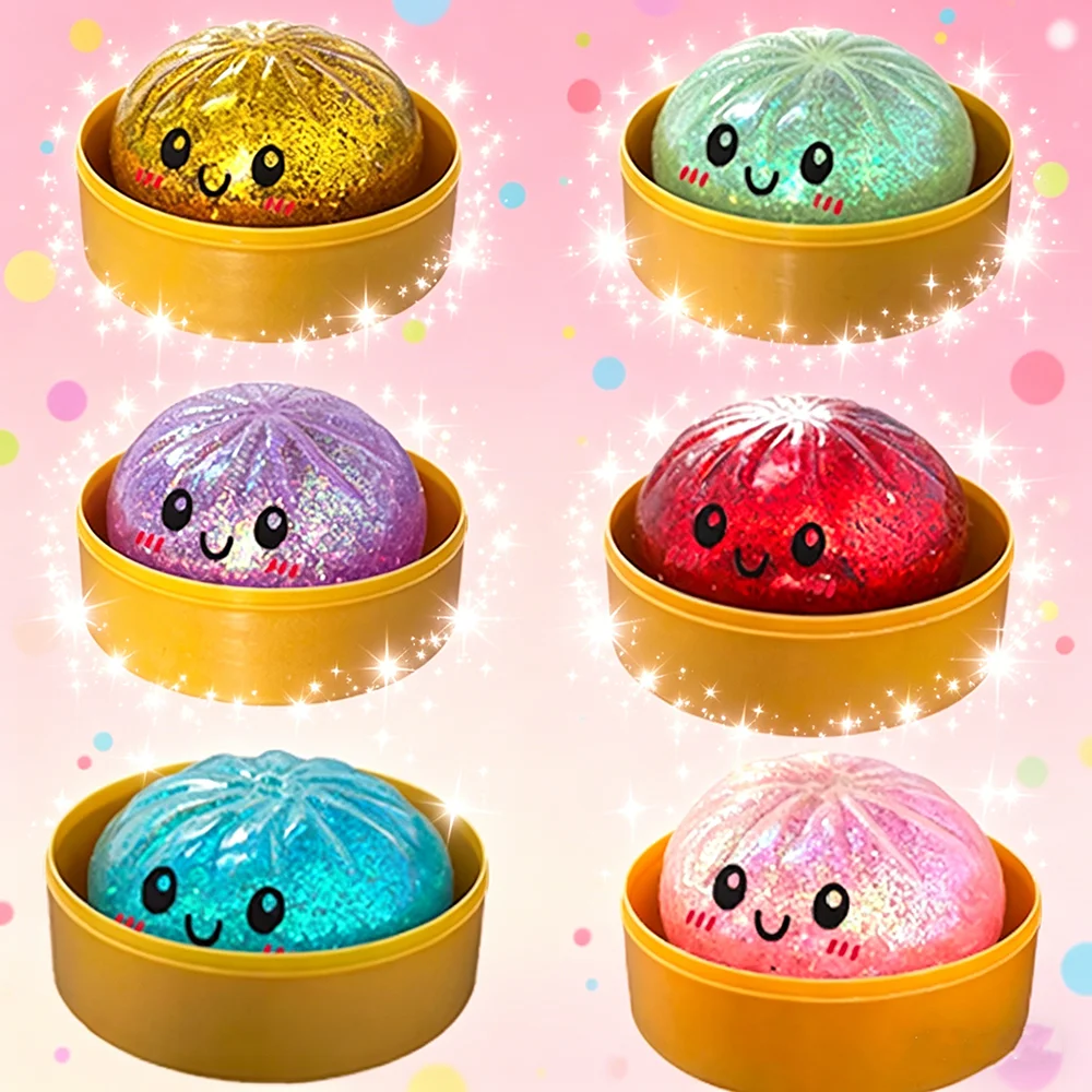 New Simulation Dumpling Squeezable Toys Squishy Colorful Glitter Anti Stress Stress-relieving Toy