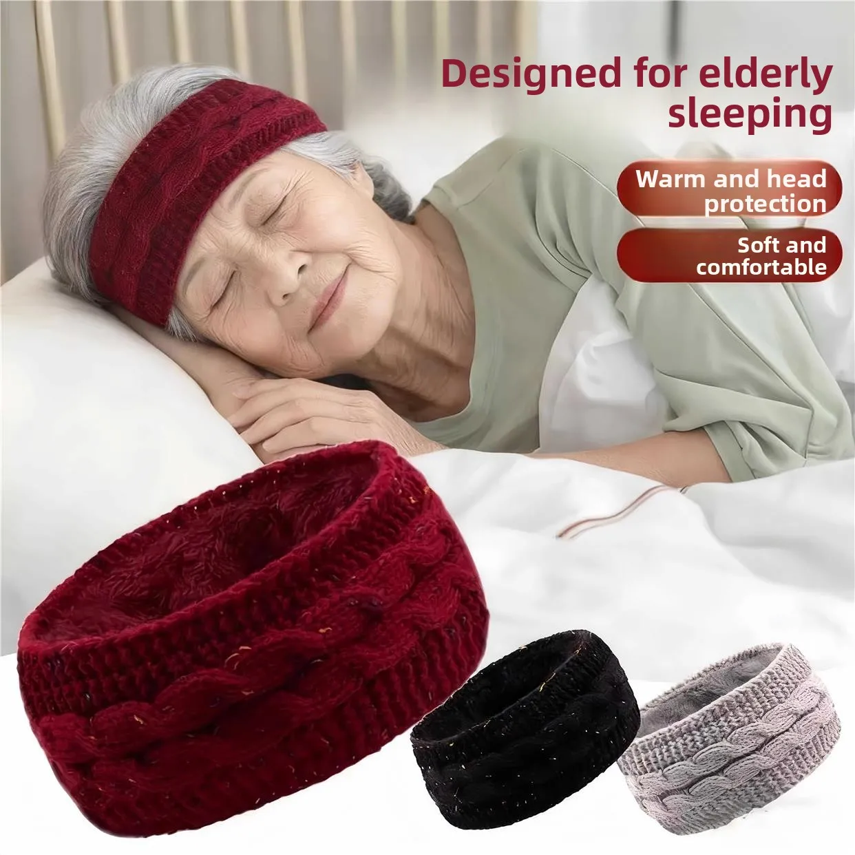 

ly Women's Sp Cap Winter Warm Headband Forehead Protection Windproof Old Lady Hat Nighttime S Hairband