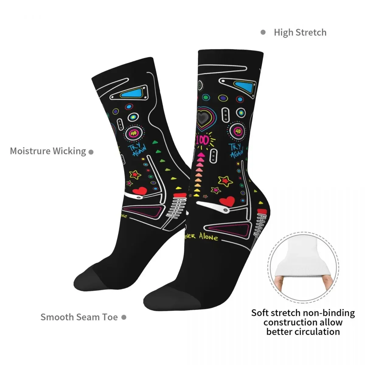 Pinball Socks Harajuku Sweat Absorbing Stockings All Season Long Socks Accessories for Unisex Birthday Present