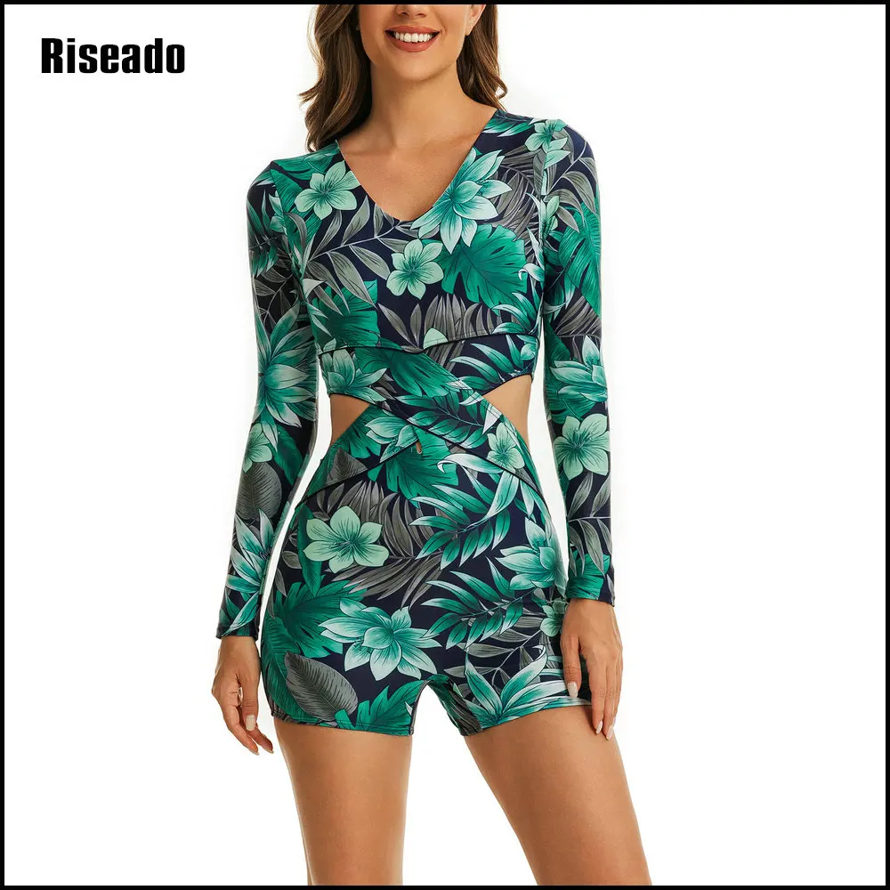 

Rashguard Swimwear Women 2025 One Piece Swimsuits with long sleeve Beachwear Sport Surfing Swimming Suits for female