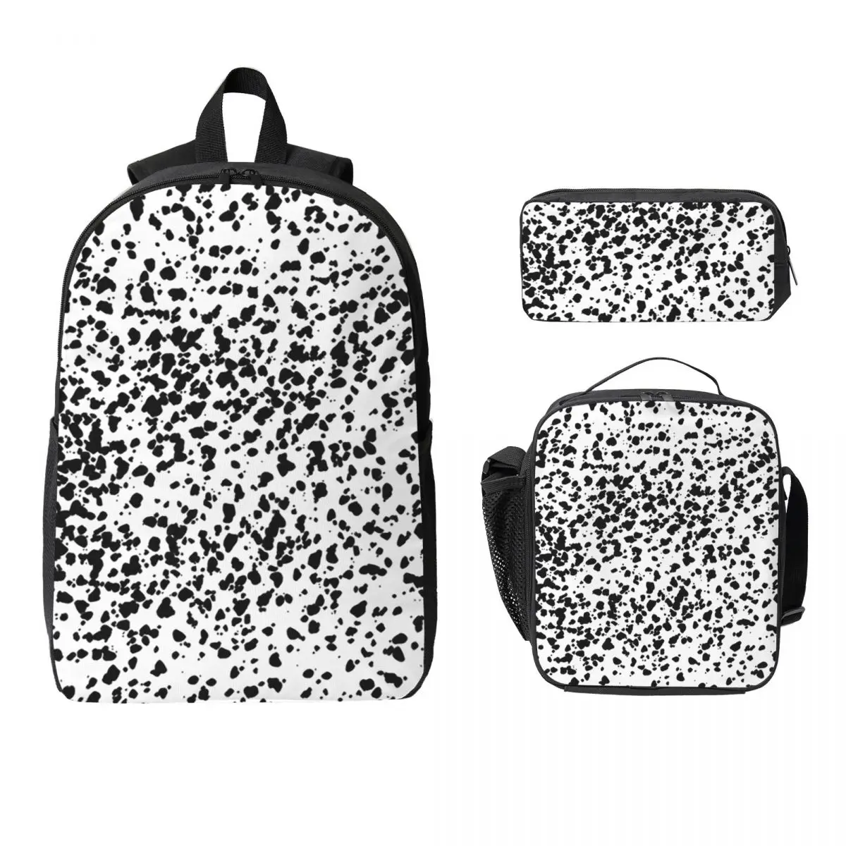 

Dalmatian Dog Texture Backpack Student BookBag School Bag Laptop Shoulder Bags 3ps Insulated Lunch Bag Pencil Case