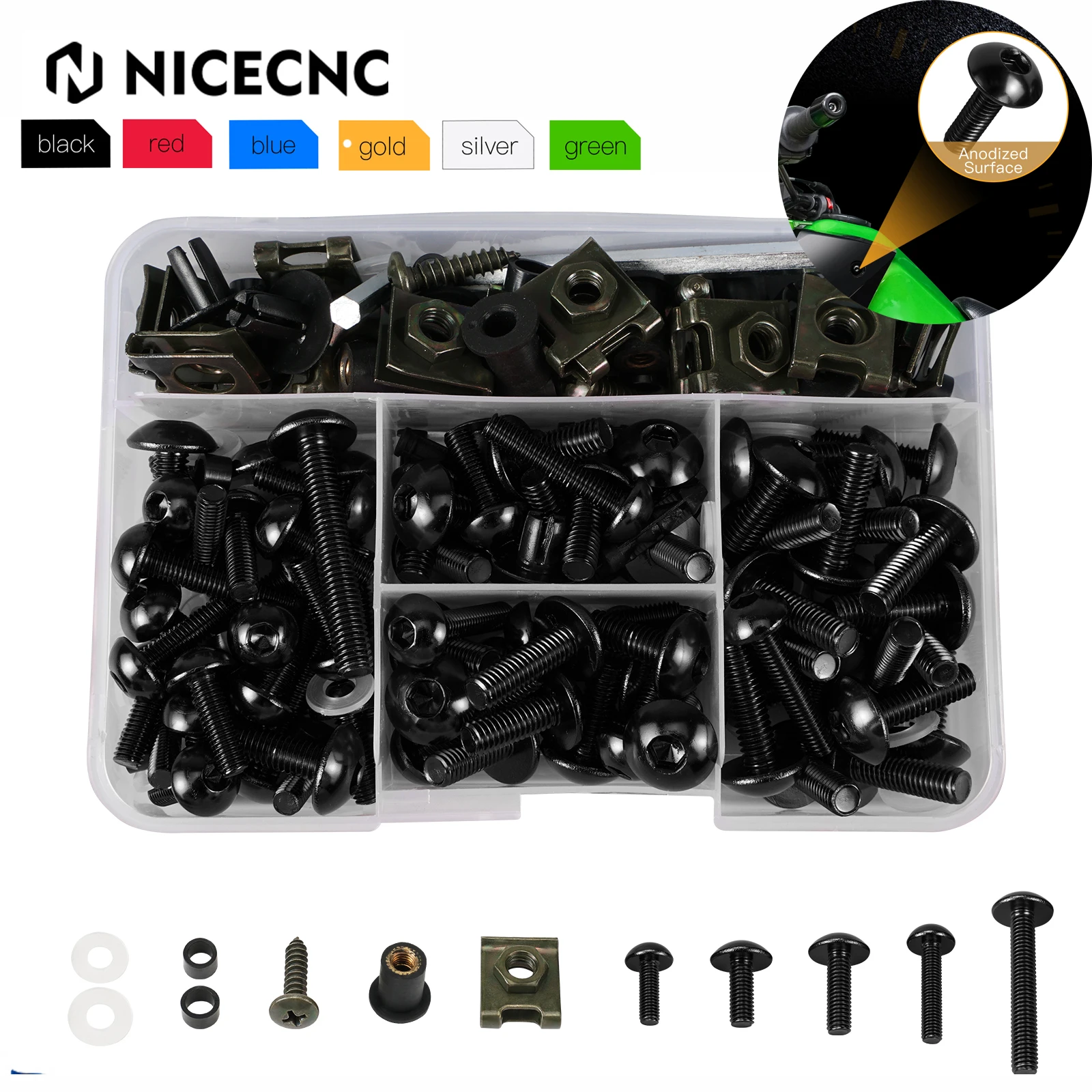 

Universal 155PCS Motorcycle Fairing Bolt Kit Screws Set For BMW R1200GS R1250GS Adventure Yamaha 700 YZF MT07 MT10 Suzuki GSXR