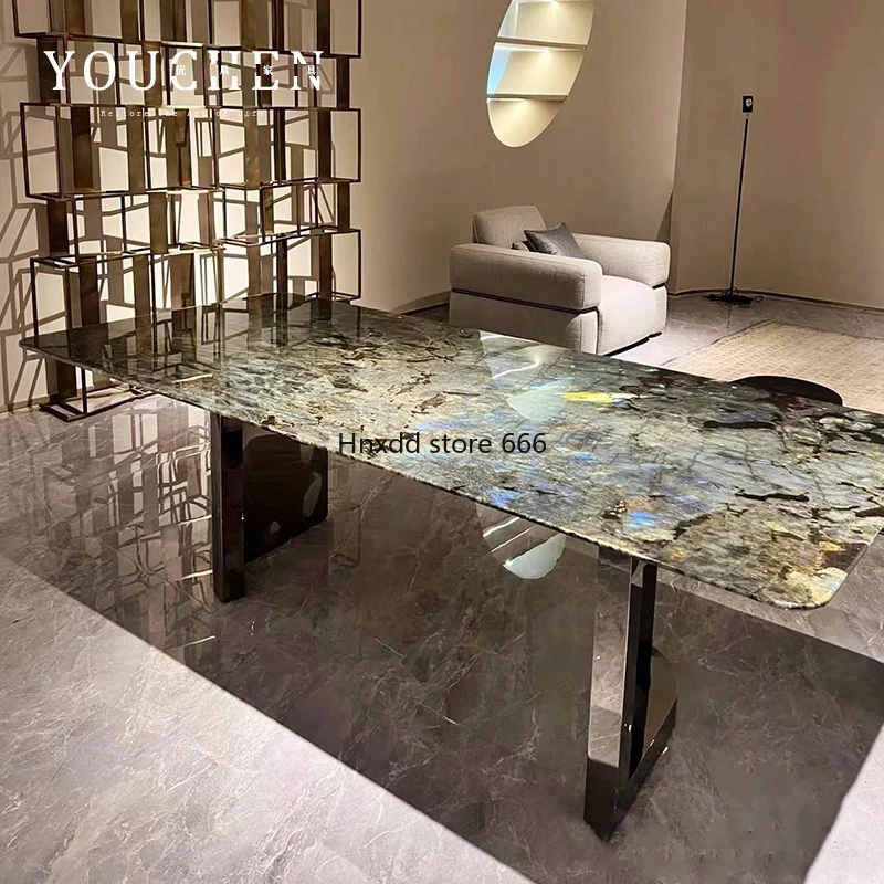 High-end blue-jade-sapphire luxury stone dining table