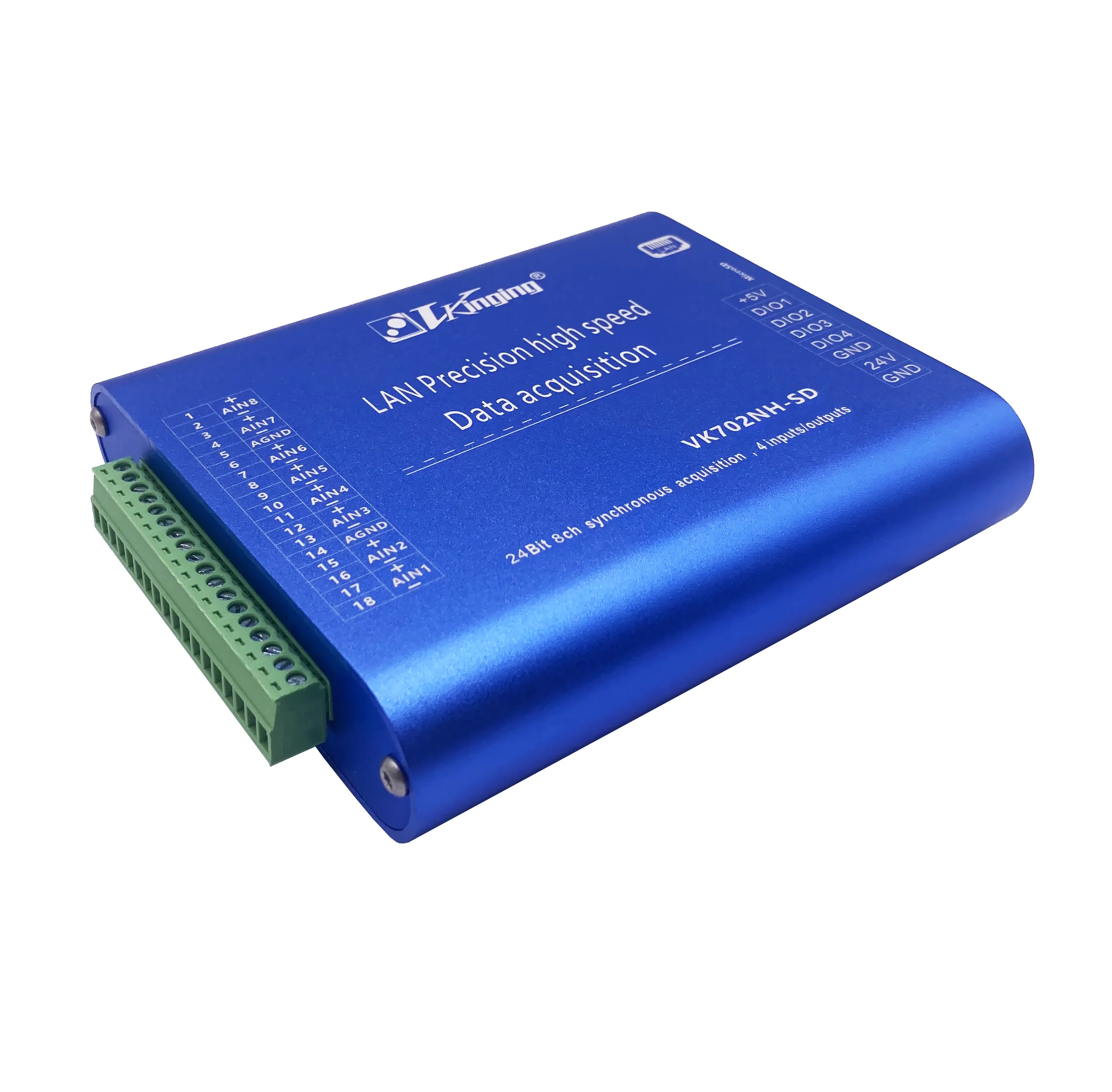 

VK702NH-SD Ethernet 24-bit data acquisition card, offline storage, 100K synchronization