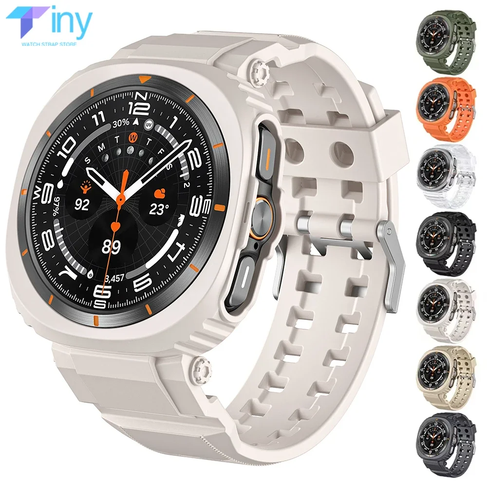 TPU Integrated Case+Band for Samsung Galaxy Watch 7 Ultra 47mm Sport Silicone Strap Case for Samsung Galaxy Watch 7 Ultra Bumper