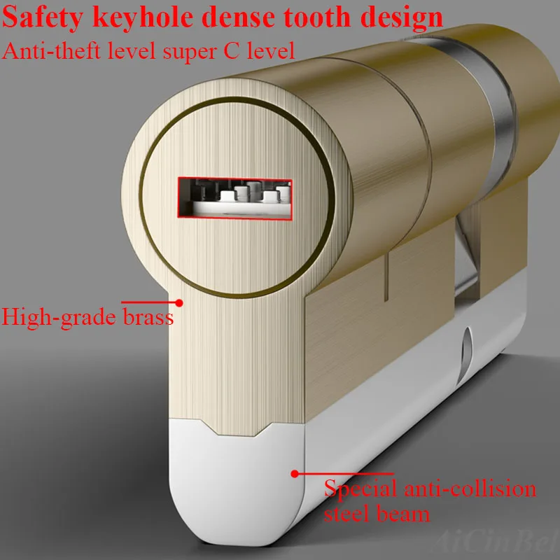 الأمن قفل الباب النحاس اسطوانة مكافحة حدق الفولاذ المقاوم للصدأ المضادة للتصادم شعاع 8 ثعبان الأخدود اسطوانة اللون 10 مفاتيح سوبر C