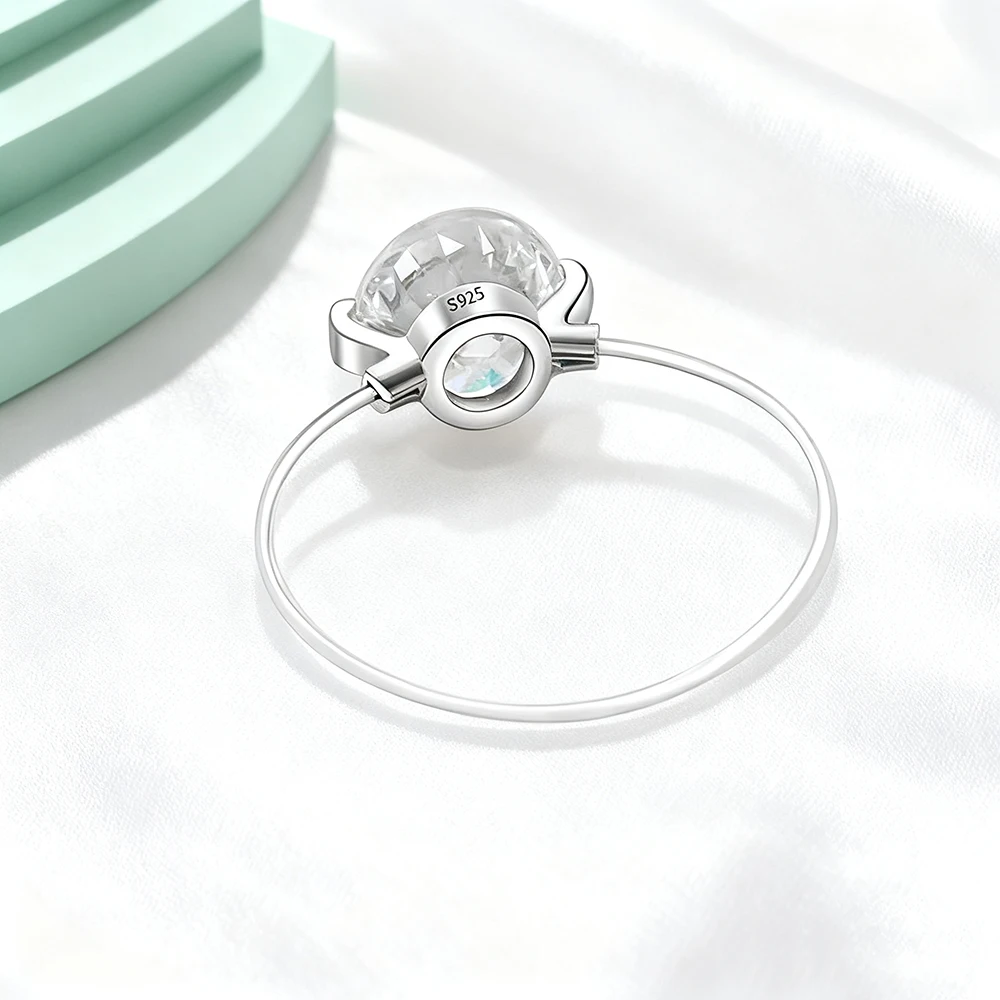 TEMGF 6mm/8mm Zircone/Moissanite Anello in argento sterling 925 Anello da lenza di alta qualità per le donne Gioielli semplici di moda