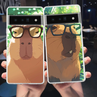 Phone Case For Google Pixel 9 8 7 6 9A 8A 7A 6A 5 4 5A 4A 3A Pro XL Soft Clear TPU Transparent Cover Anime Capybara Porpoise