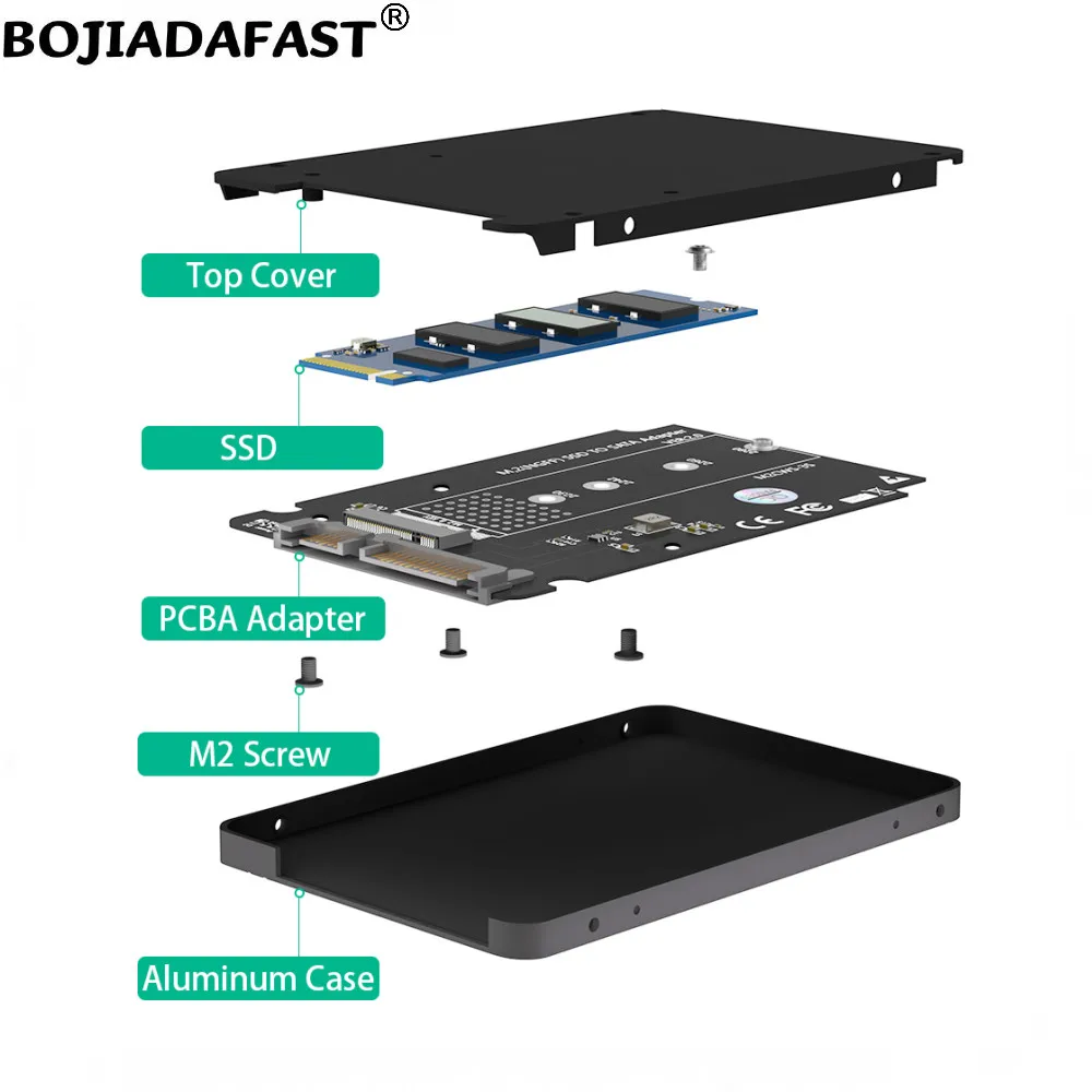 SATA 3.0 22PIN Connector to NGFF M.2 2280 M2 SATA Adapter Card Aluminum SSD Enclosure Case