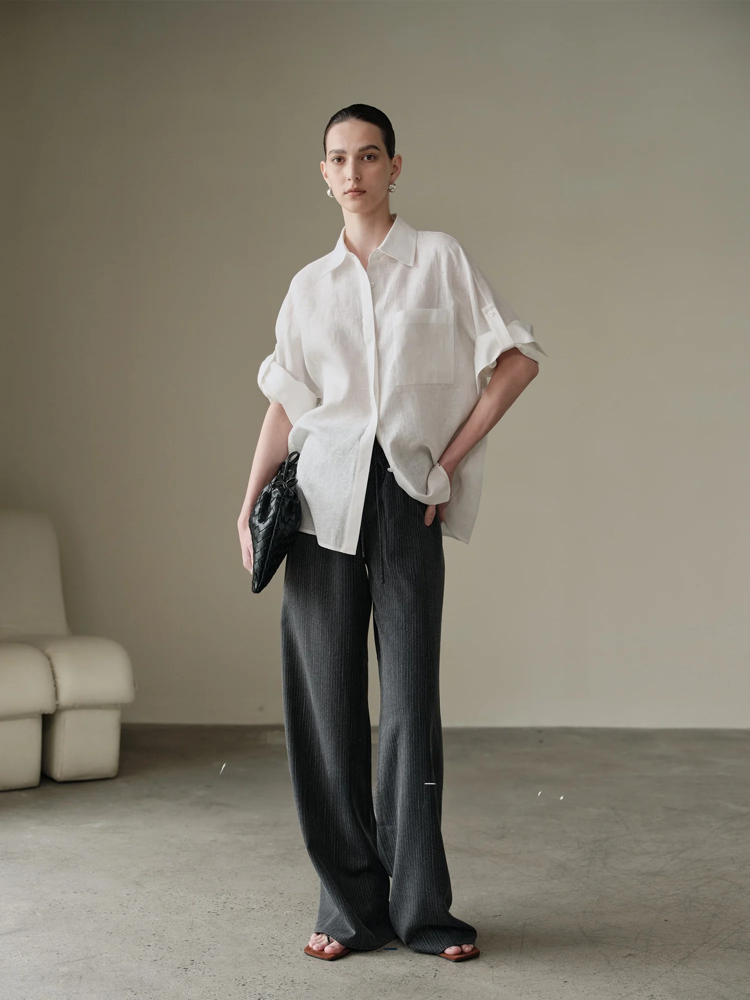 

Pure Linen irt Breathable Lightweight Wrinkle H-ape Women's Casual Sle Long Sve Summer Thin Fabric Moisture ng