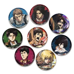 Eren Jaeger Reiner Braun Mikasa·Ackerman Armin Arlert Anime Badge Cartoon Figure Round Display Brooches Bag Accessorie Lapel Pin