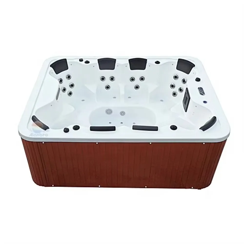 8 Person Luxury Acrylic Hot Tub 220V, Commercial Outdoor Jacuzzi Spa with Hydrotherapy Jets & Modern Design