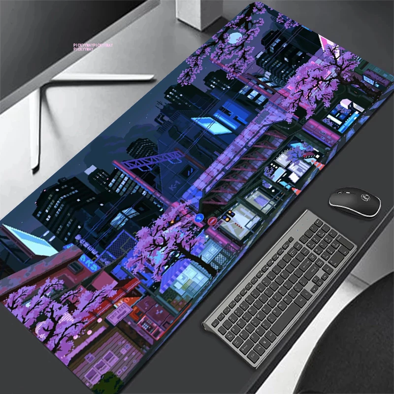 

Large Japanese Street Neon Gaming Mousepads 900x400mm Gamer Mice Mats Non-slip Carpert Rubber Desk Pads Rubber Computer Mat