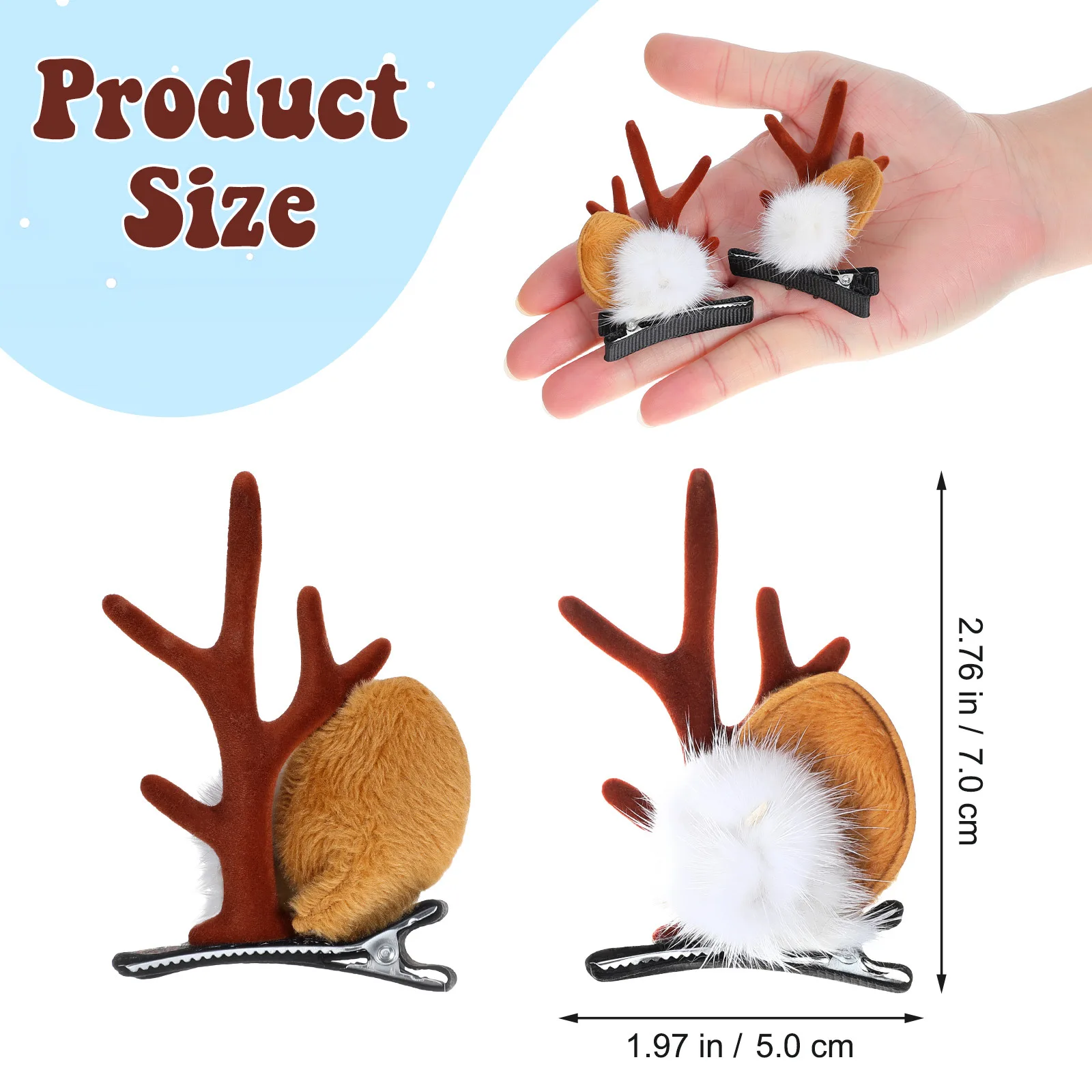 Fermagli per capelli in tessuto da 2 pezzi Mollette in corna di ispirazione natalizia per accessori per capelli morbidi ed ecologici per l'uso quotidiano