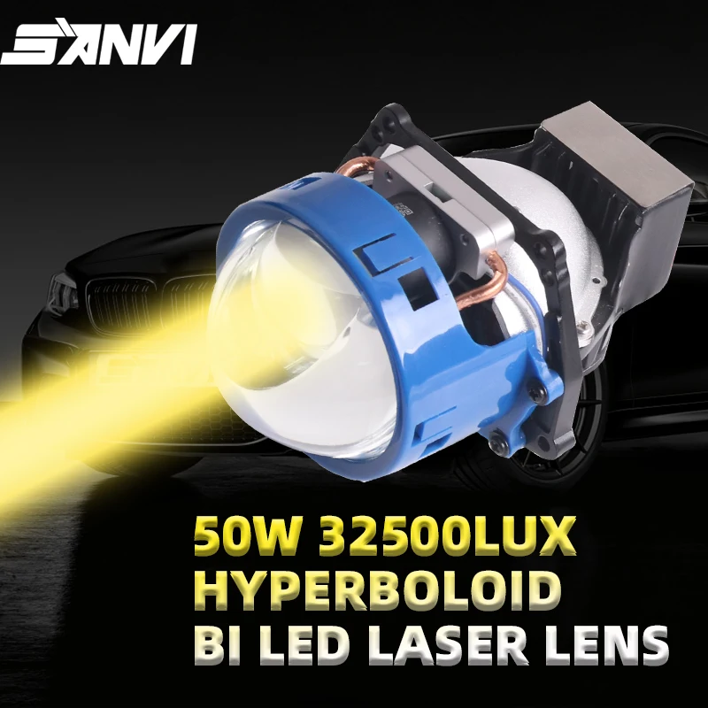 

SANVI 2Pcs Bi LED Lense for Car Headlights 3inch Laser lenses Projector For Hella 3R G5 6000K 32500Lux Aagel Eyes Halo Headlamp