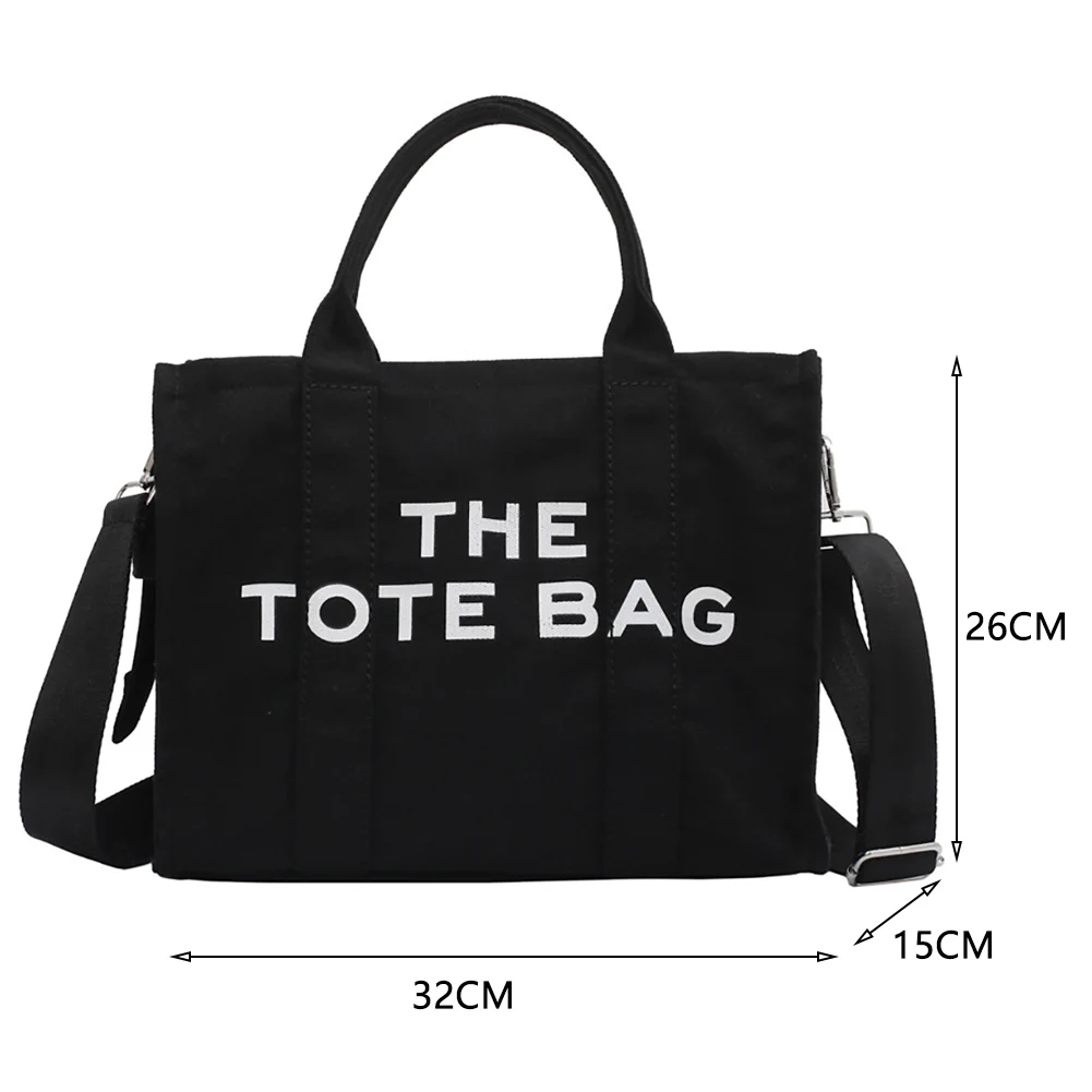 Women\'s Canvas The Tote Bags Large Capacity Crossbody Bags Ladies Solid Color Messenger Bags Simple Letter Printed Shoulder Bags