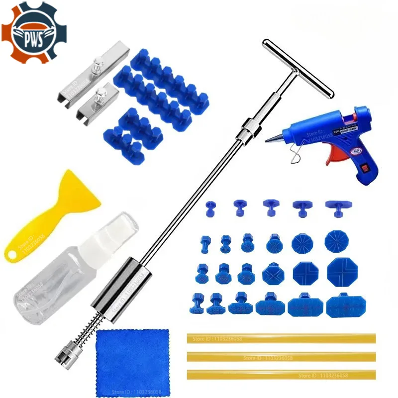 Car Dent Repair Tools Puller Removal Kit Slide Hammer Reverse Hammer Tool Body Suction Cup Adhesive Blue Glue Tabs 