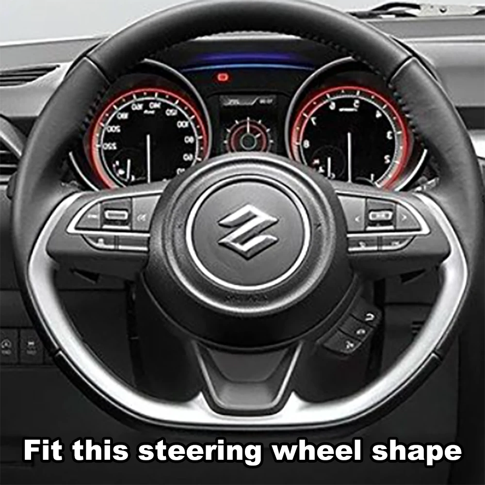 Carbon Fiber Black Steering Wheel Trim Moulding Stickers For Suzuki Swift Baleno 2018 2019 2020 2021 2022 2023 Accessories