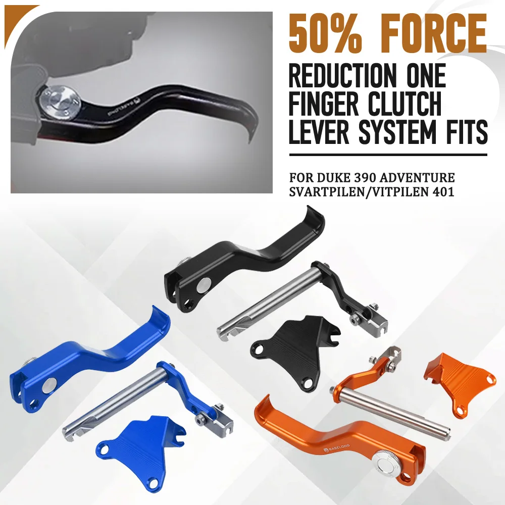 For Duke 390 Adventure Husqvarna Svartpilen/Vitpilen 401 One Finger Clutch compatible And Shorty Stunt Clutch Lever System Set