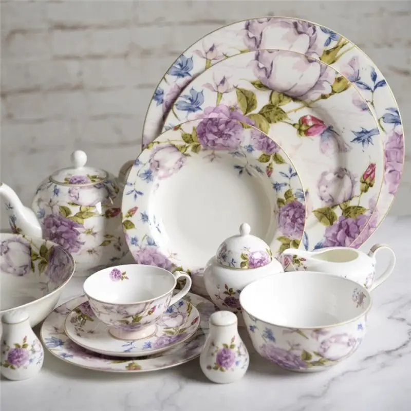 

Export ceramic bone china applique glaze medium color tableware plate bowl coffee cup plate soup plate western food