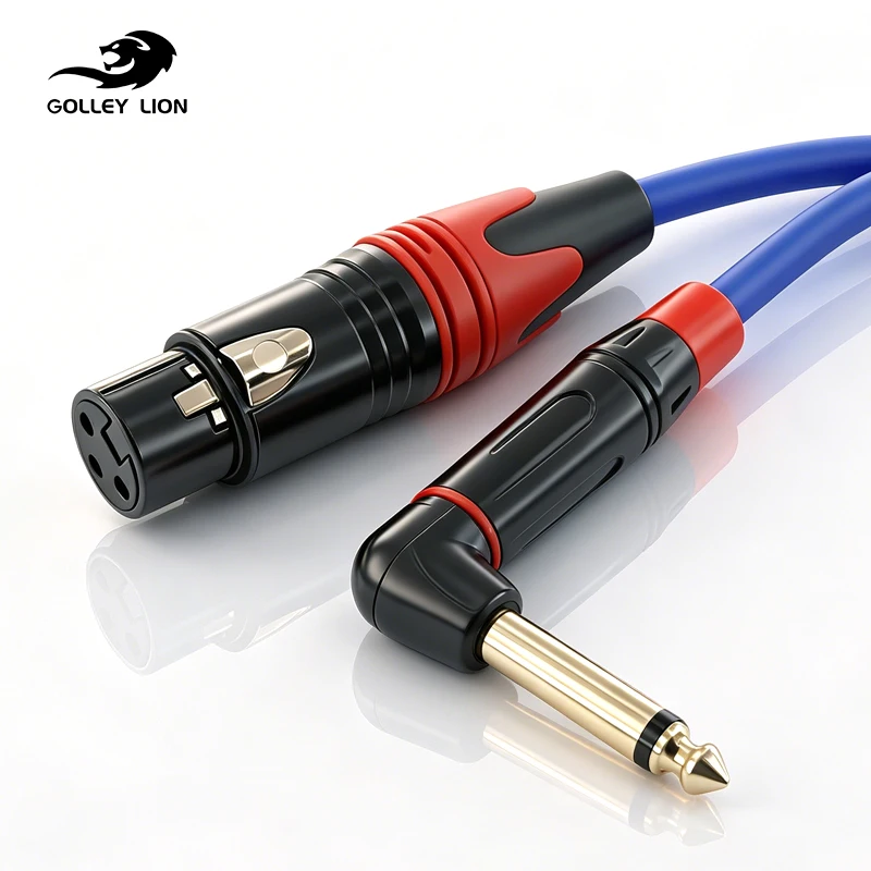 GOLLEY LION 1/4 Inch TS Right Angle to XLR Female Cable, OFC HI-END Audio Cable for Micphone Mixer