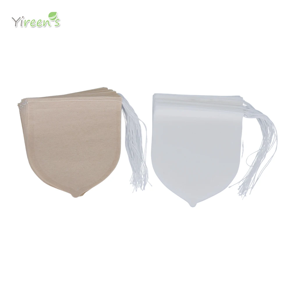 1000 stuks 50×60MM waterdruppelvormige theezakjes met trekkoorden - milieuvriendelijke wegwerp koffiefilters en puntig bodemontwerp