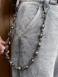 55Cm Men\\\'s Waist Key Chain Retro Skull Metal Hip Hop Gothic Punk Skull Pants Jeans Bike Ride Wallet Key Ring