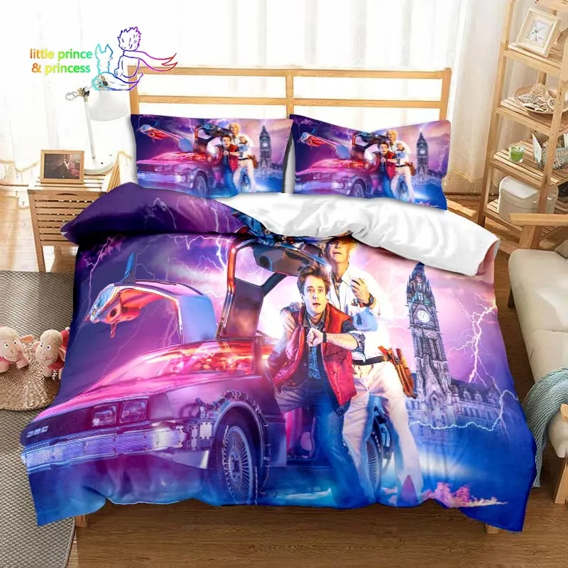 Sci-fi Movie Back to the Future Bedding Set Single Twin Full Queen King Size Bed Set Adult Kid Bedroom Bedding Gift