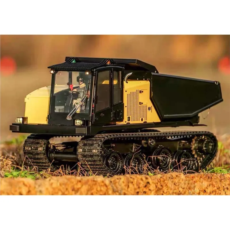 1/14 Super Frog T14R Panther RC Camion con cassone ribaltabile cingolato idraulico Radiocomandato in metallo ribaltabile Veicolo da costruzione X14 Macchina