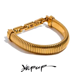 Yhpup High Quality Stainless Steel Metal Texture Bracelet Bangle 18K PVD Plated Rust Proof Personalized Attractive Jewelry New