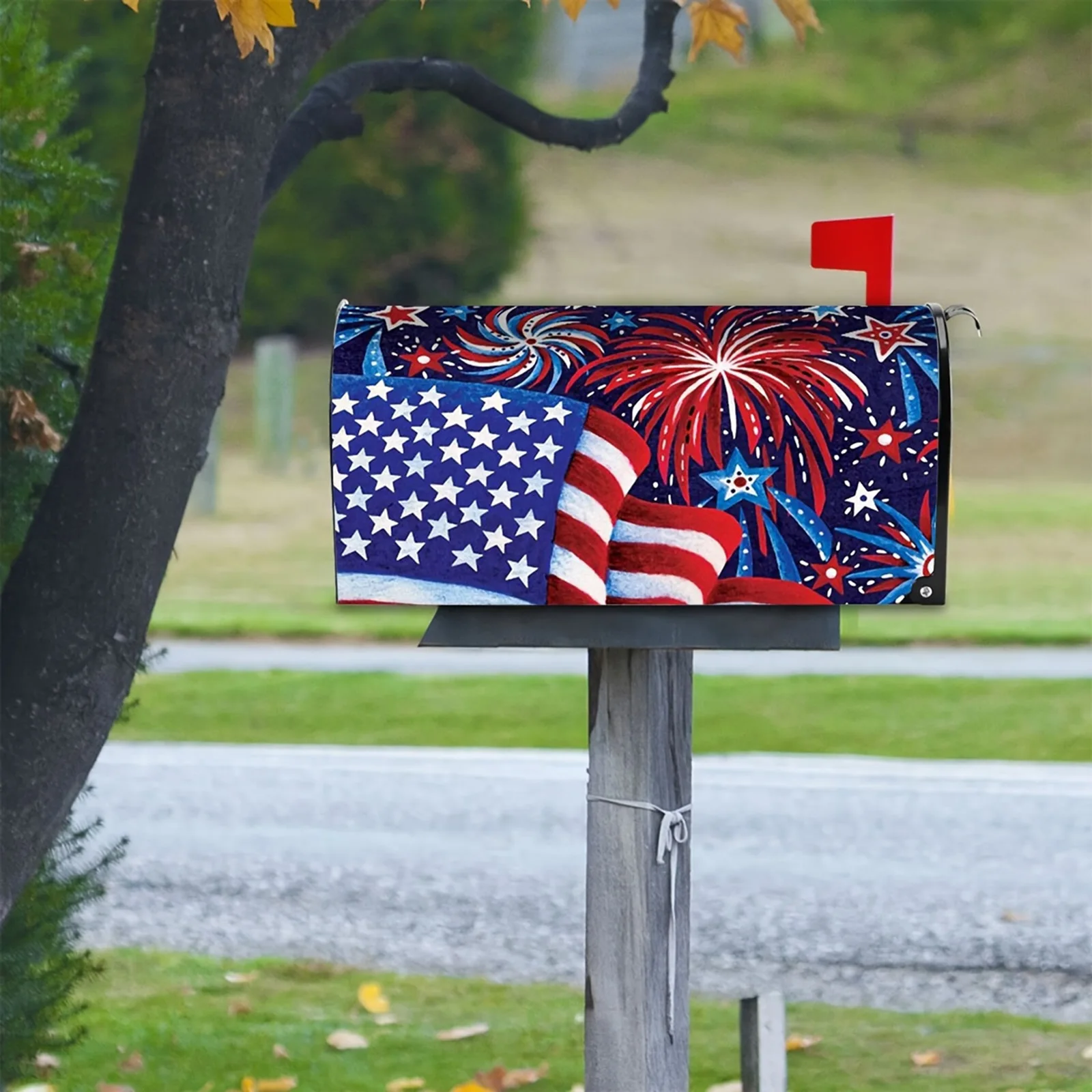 Independence Day Patriotic Themed Magnetic Mailbox Cover Outdoor Mailbox Decorative Protective Cover