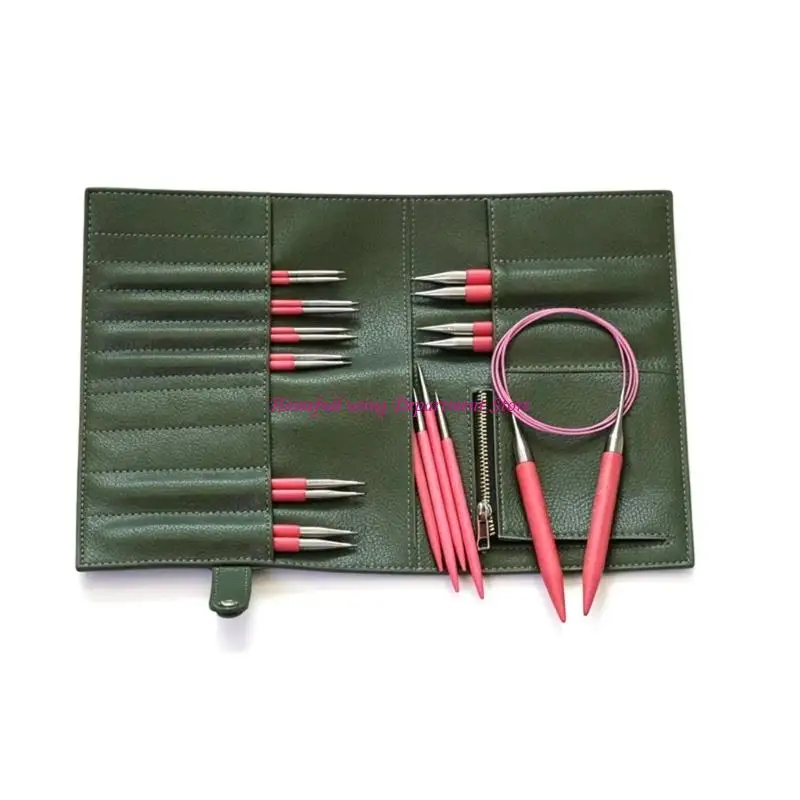 Wooden Handle Circular Needle Set for Hand Knitting with Detachable Screw-In Ends, Pointed Tapered 3.5MM-10MM for Sweater
