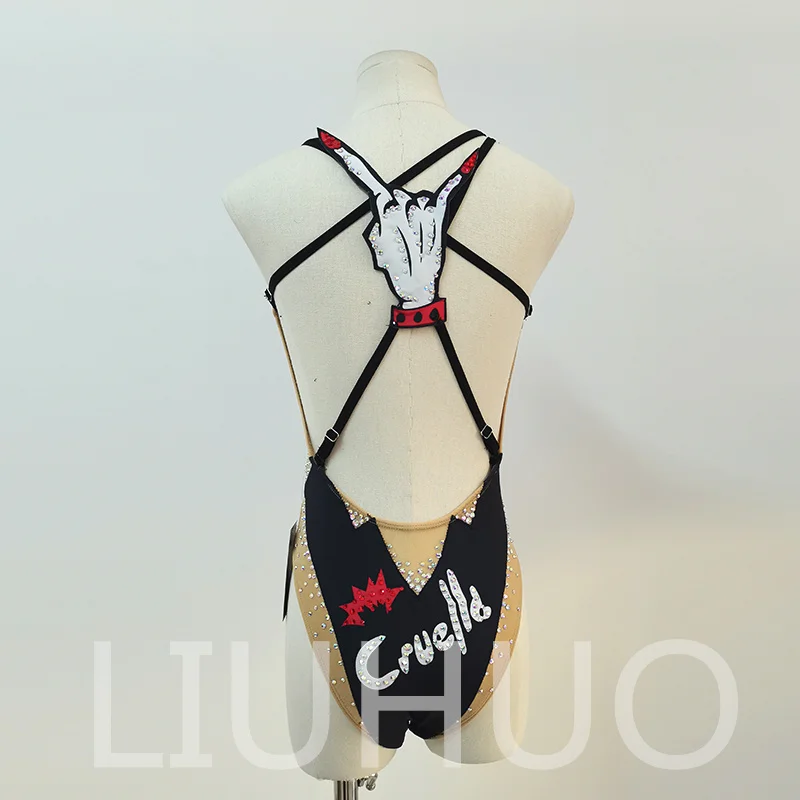 Synchronized Swimming Suit With Rhinestones Swimsuit Girls Competition Dress