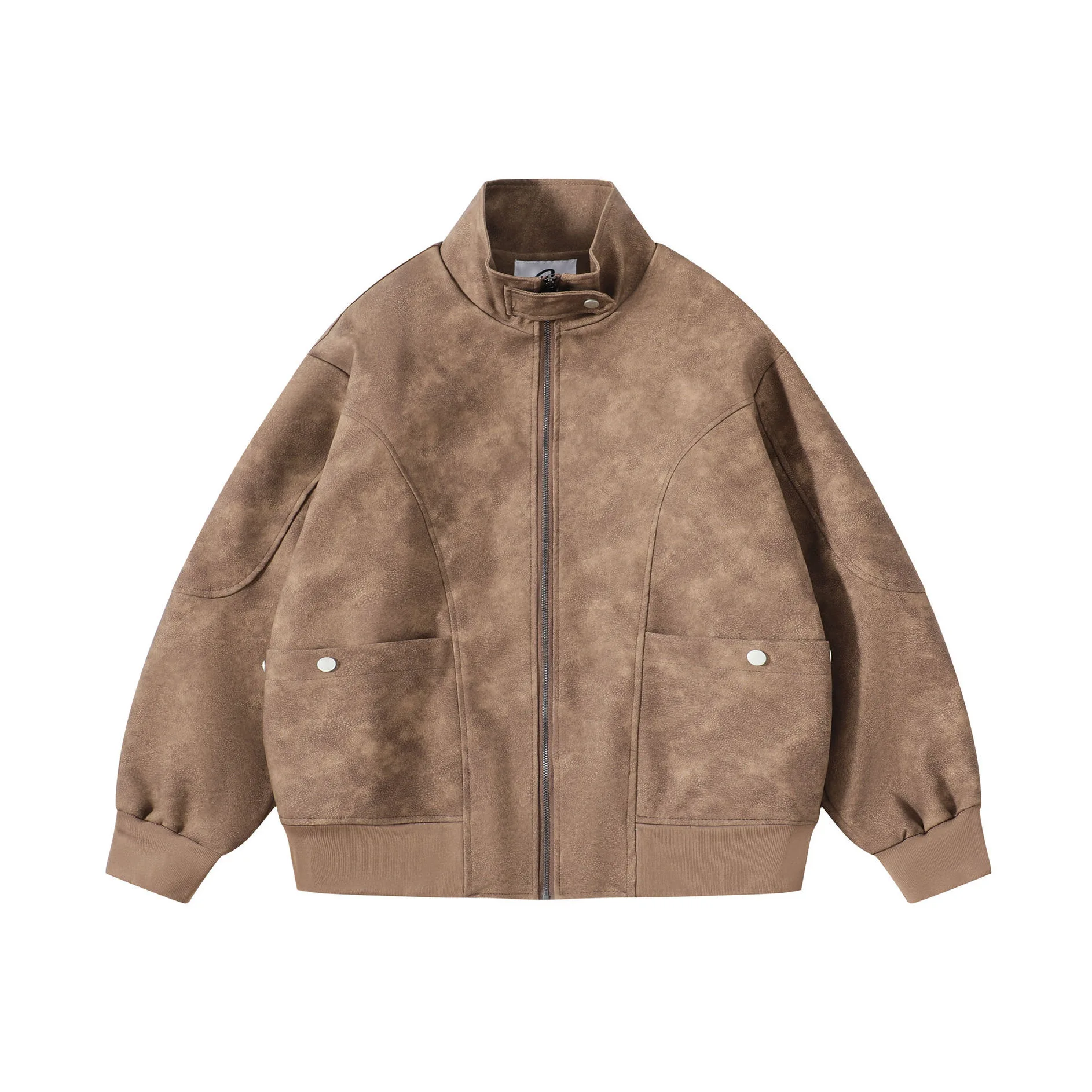 ربيع جديد الرجال الأمريكية خمر تفكيك المتعثرة الجلود دراجة نارية سترة الوقوف طوق البيسبول معطف الطيار منفذها #1