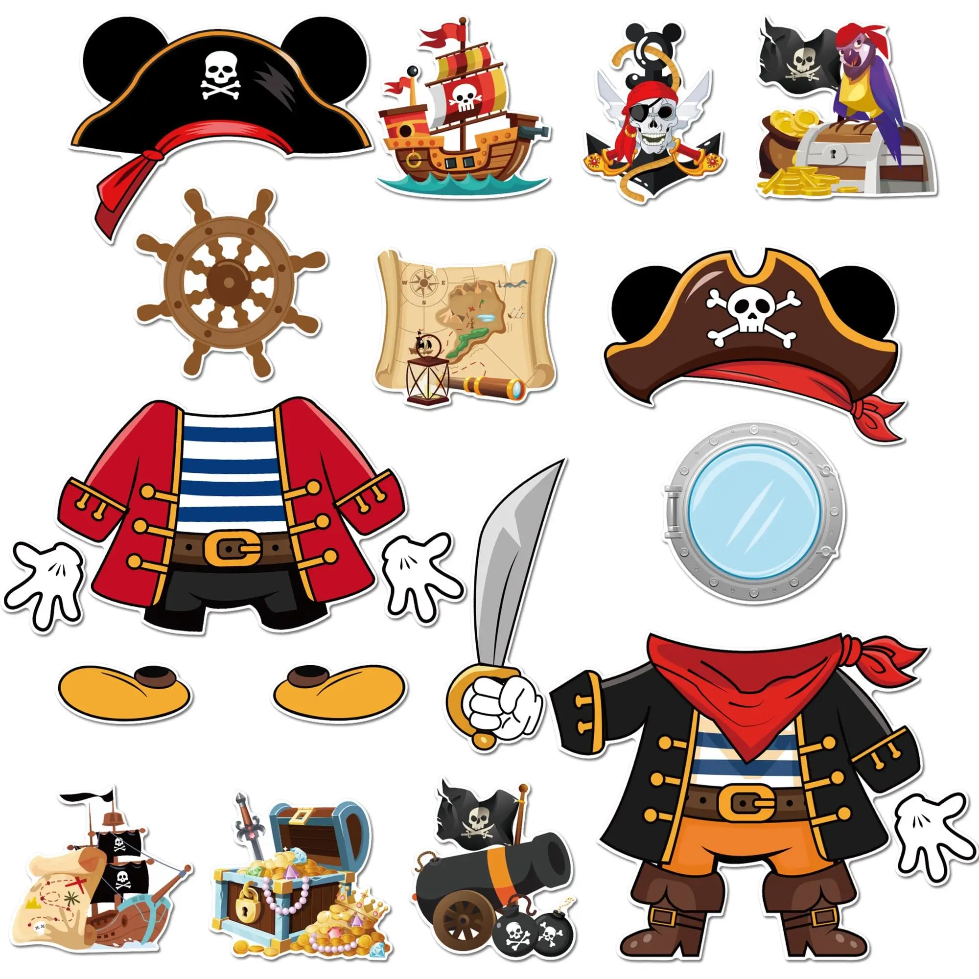 

19 Pcs Cruise Door Decorations Magnetic, Pirate Captain Mouse Dress Up Nautical Family Vacation Cruise Ship Door Magnets, Fun Ma