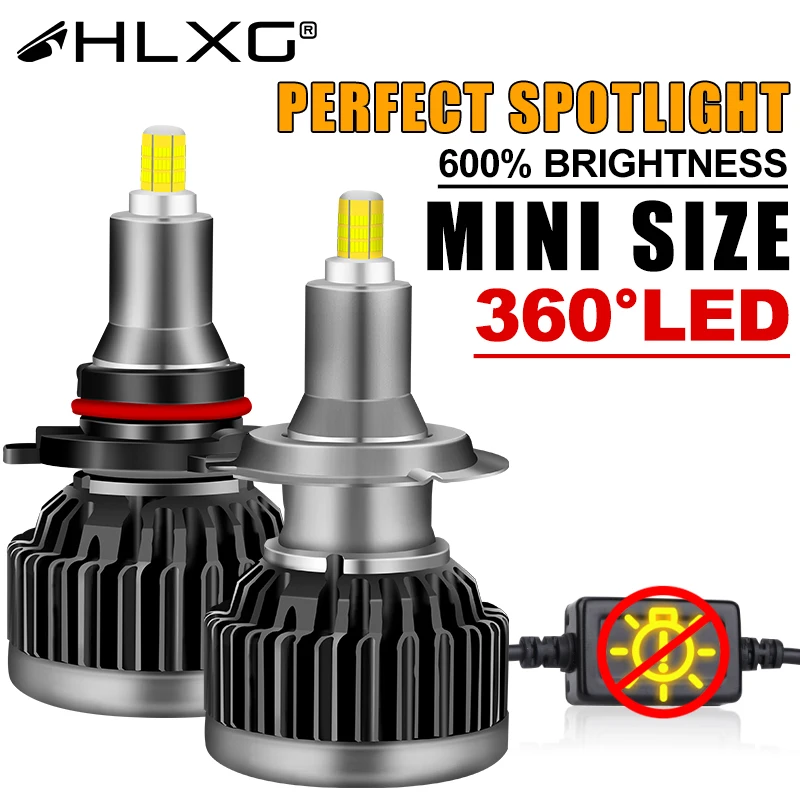 HLXG 72 CSP 3D 360 H7 Led Canbus Car Headlight Bulb H9 H8 H11 H4 H1 HB3 9005 HB4 9006 300W Automotive Fog Lights Turbo Mini Lamp