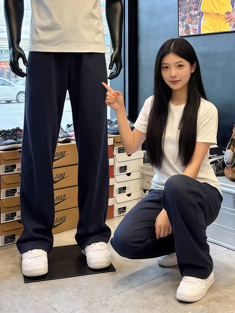 

Мужские спортивные брюки Slim Fit прямого кроя, повседневные брюки Bootcut, синие, в американском стиле, для весеннего отдыха